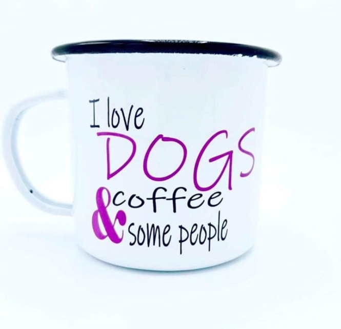 Emaljmugg I Love Dogs, Coffe and some People
