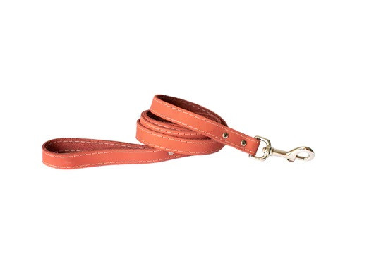Traditional Style Soft Leather Leash Coral