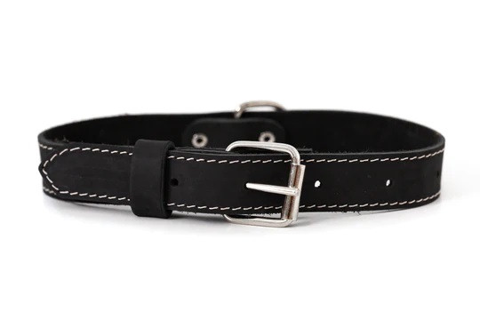 Traditional Style Soft Leather Collar Black